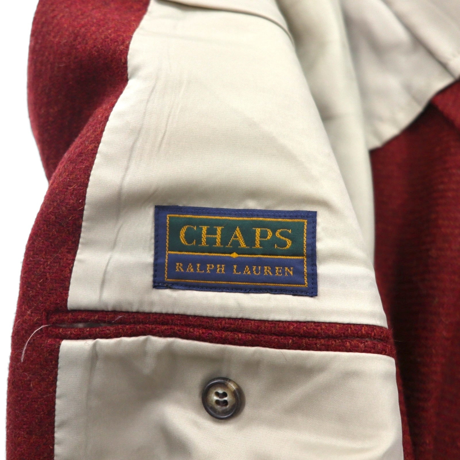 CHAPS RALPH LAUREN 90年代 日本製 ツイード 3B テーラードジャケット M ボルドー ウール アルパカ混