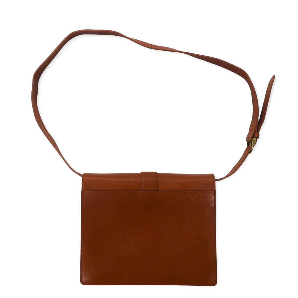 RALPH LAUREN Borsa a tracolla quadrata in pelle martellata marrone