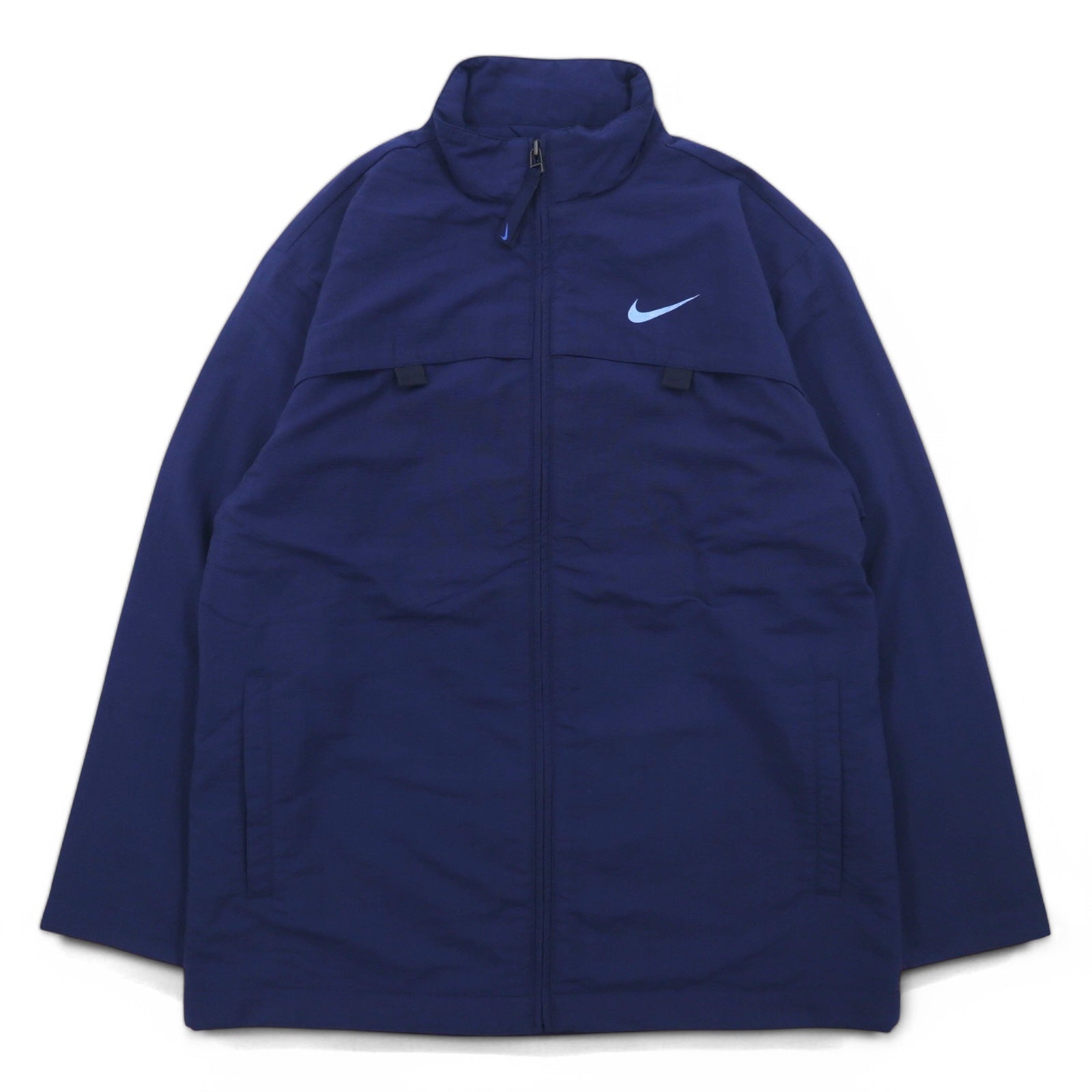 NIKE anni '90 Giacca in nylon Giacca da pista Tuta Taglia M Blu navy Etichetta nera Nuovo con etichette
