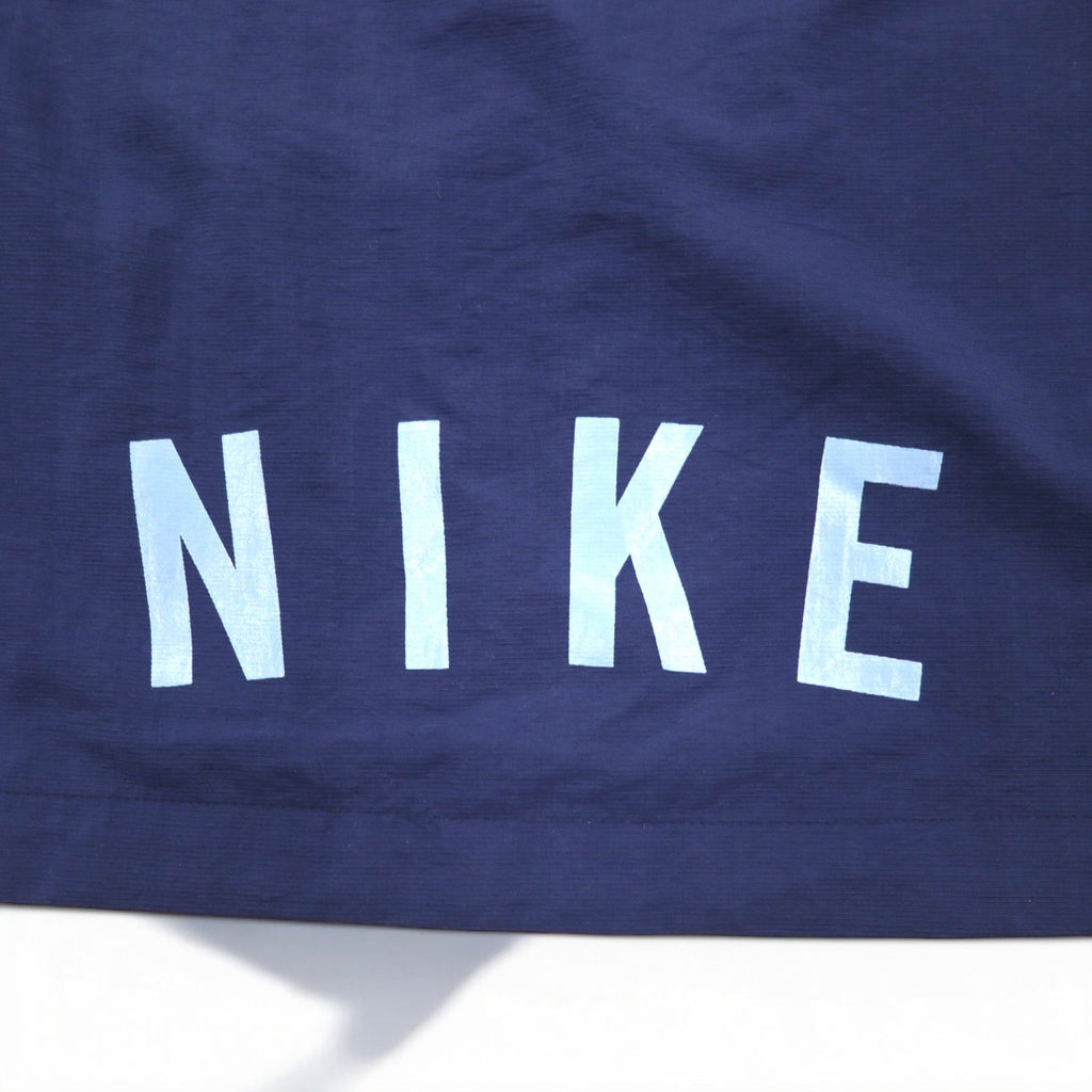 NIKE anni '90 Giacca in nylon Giacca da pista Tuta Taglia M Blu navy Etichetta nera Nuovo con etichette