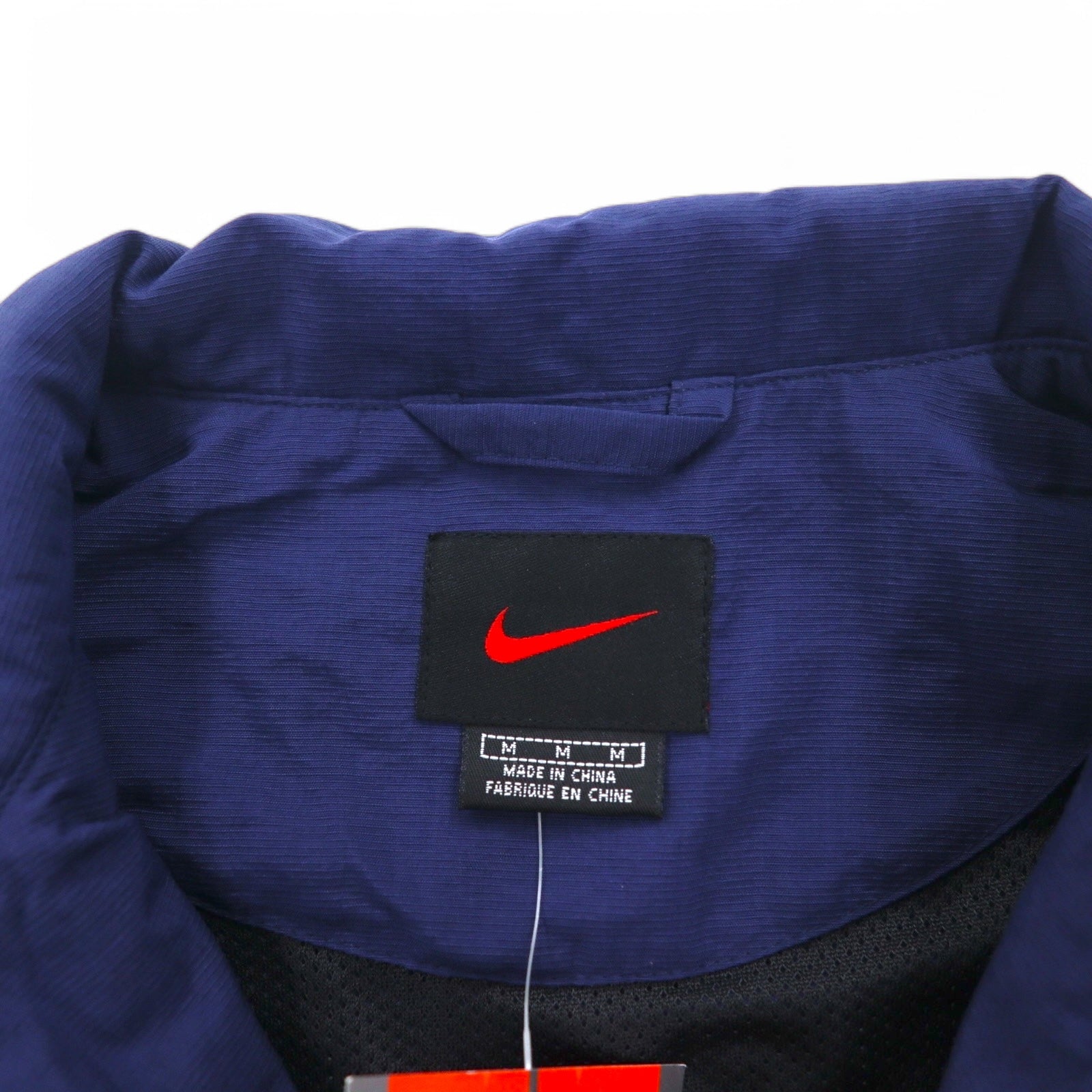 NIKE anni '90 Giacca in nylon Giacca da pista Tuta Taglia M Blu navy Etichetta nera Nuovo con etichette