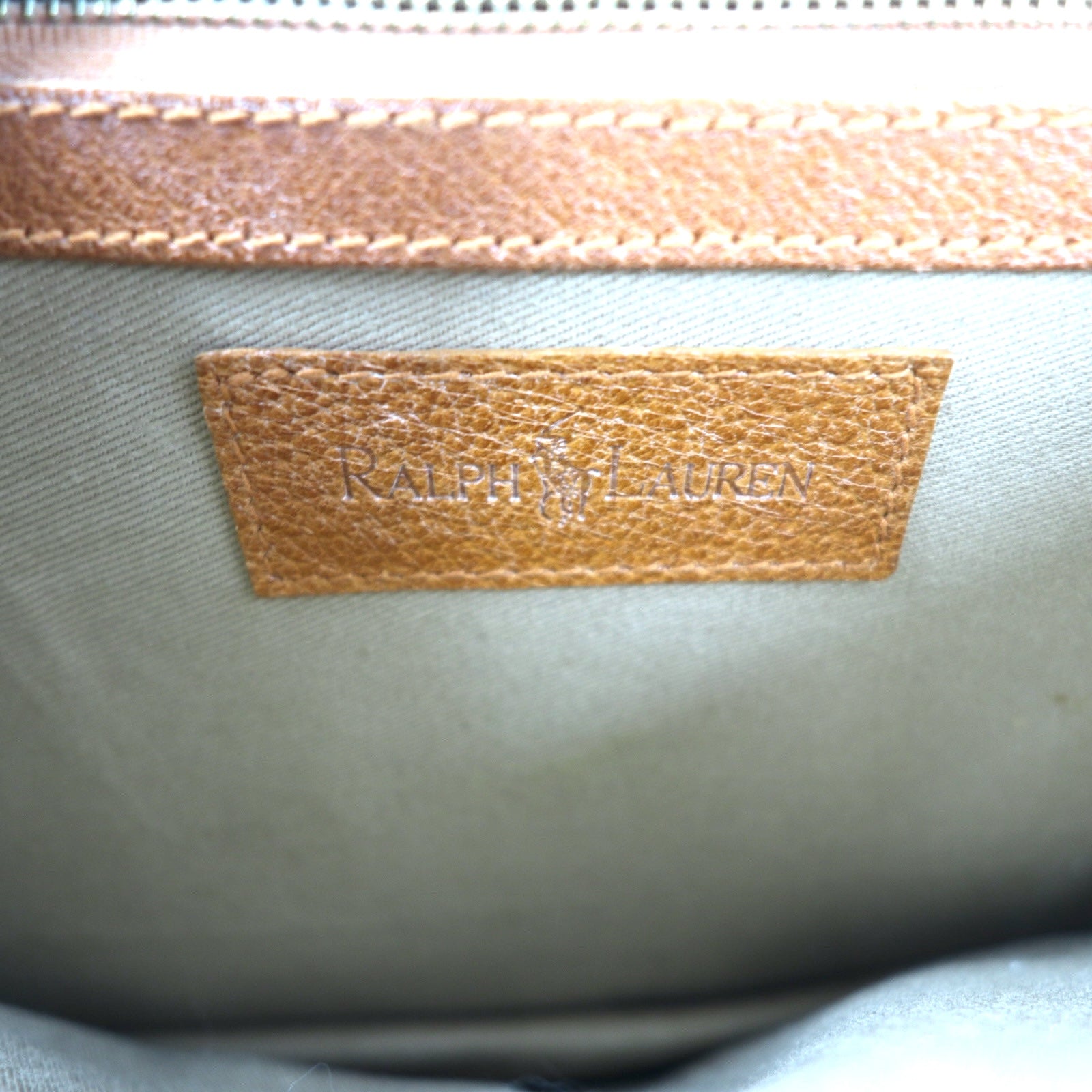 RALPH LAUREN Borsa a tracolla quadrata in pelle martellata marrone