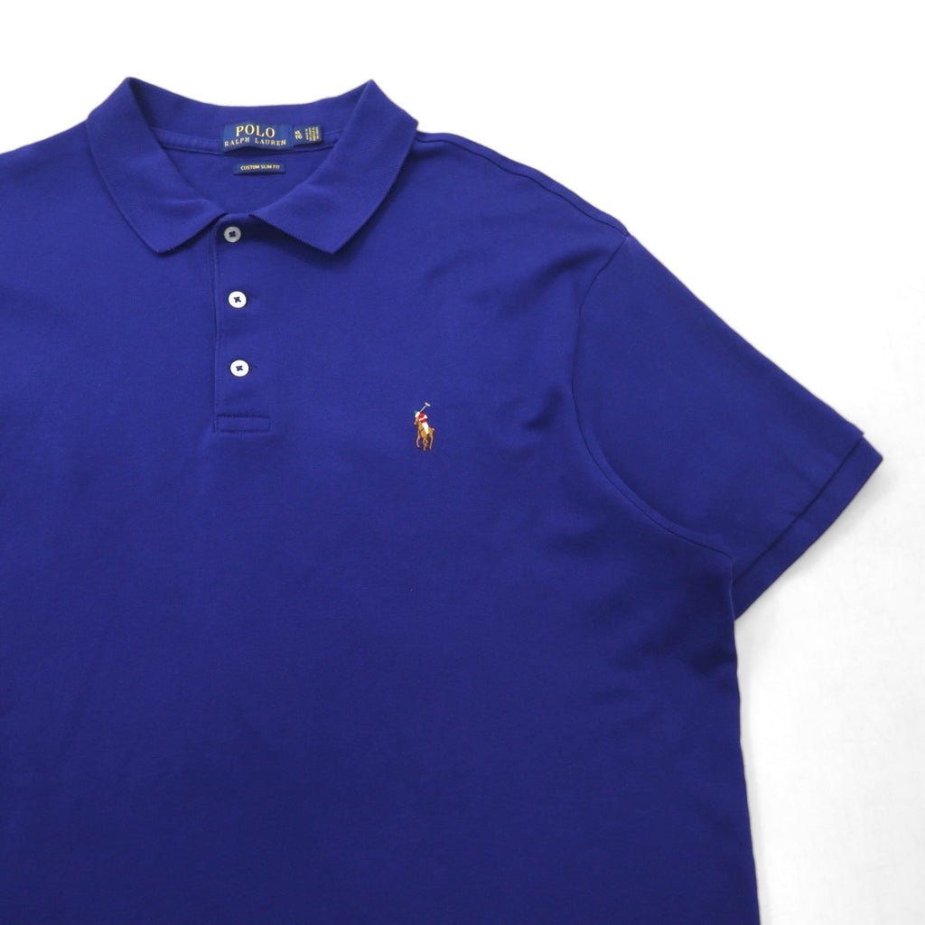 POLO RALPH LAUREN Custom Slim Fit Polo XL Navy Cotone Piccolo Cavallino Ricamato