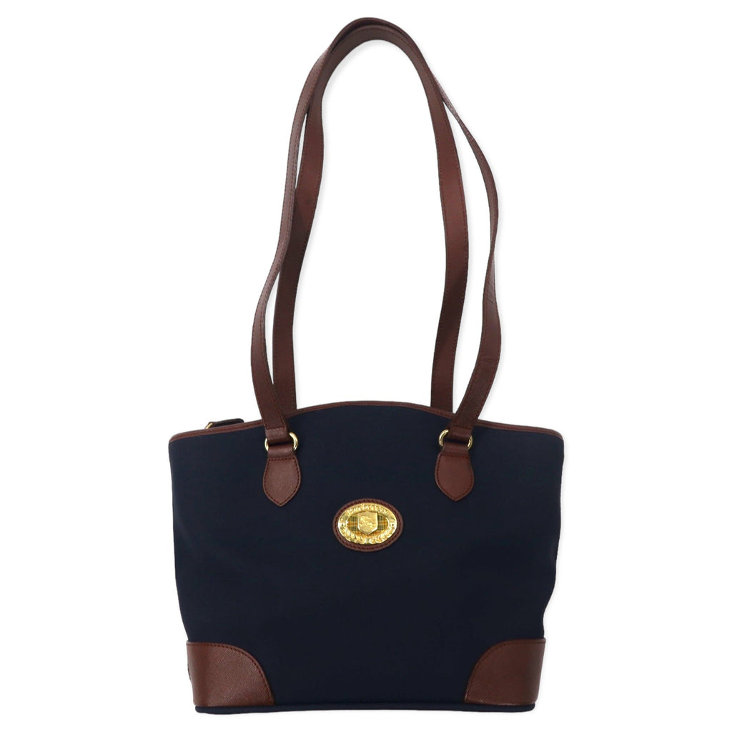 BURBERRY Old Tote Bag Borsa a Spalla Navy Nylon Saffiano PVC Nova Check Targhetta Logo