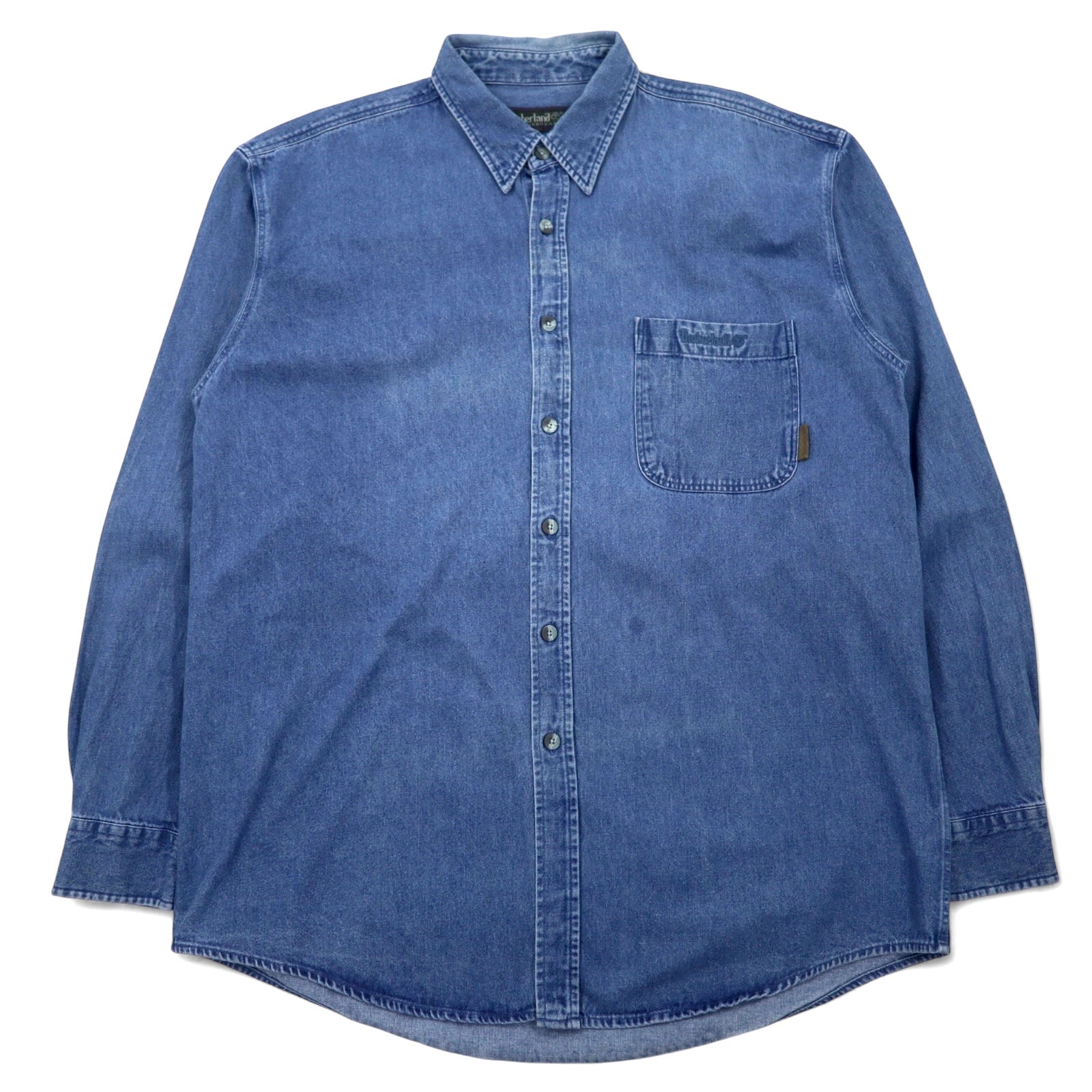 Timberland anni '90 WEATHER GEAR Camicia di jeans XL blu cotone logo ricamato