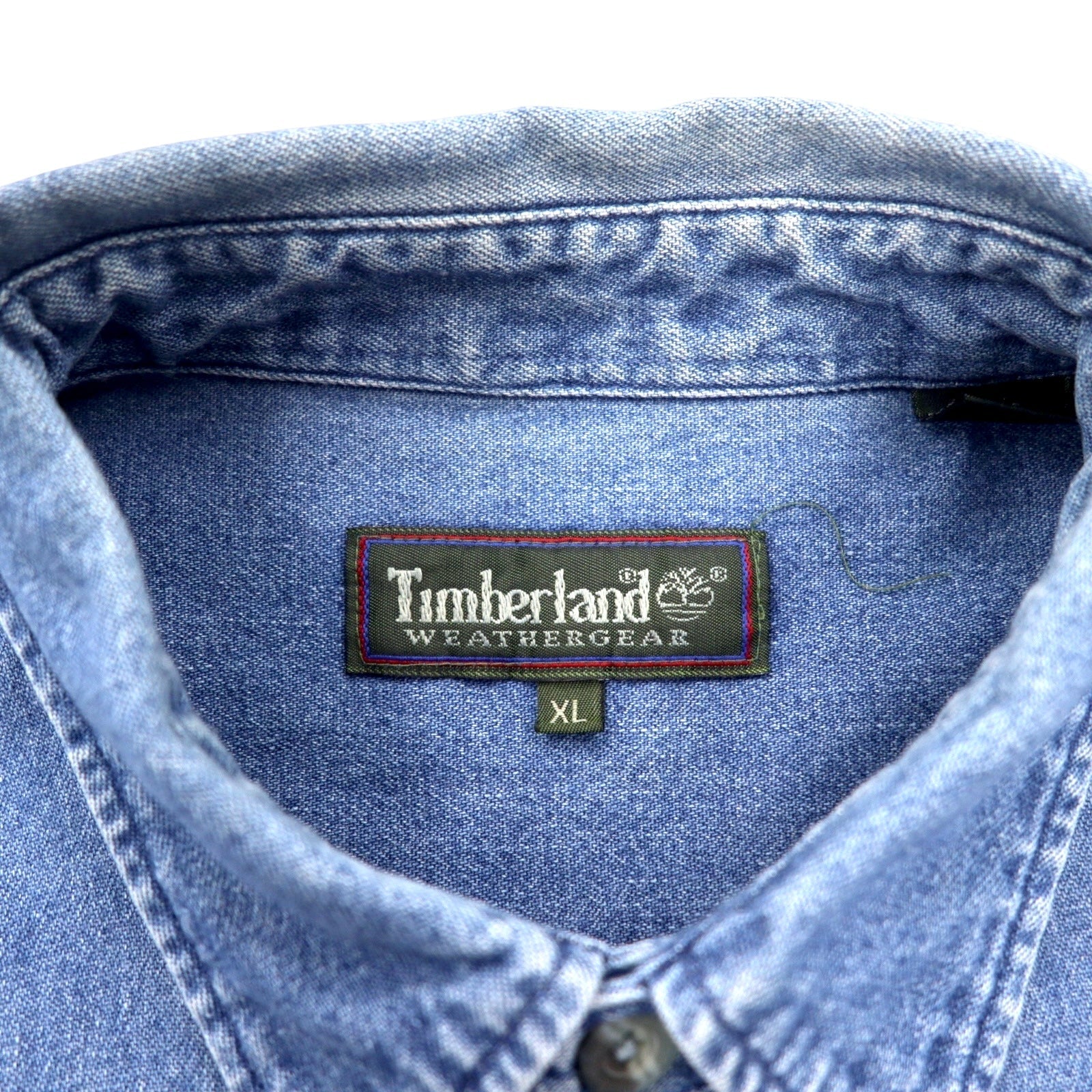 Timberland anni '90 WEATHER GEAR Camicia di jeans XL blu cotone logo ricamato