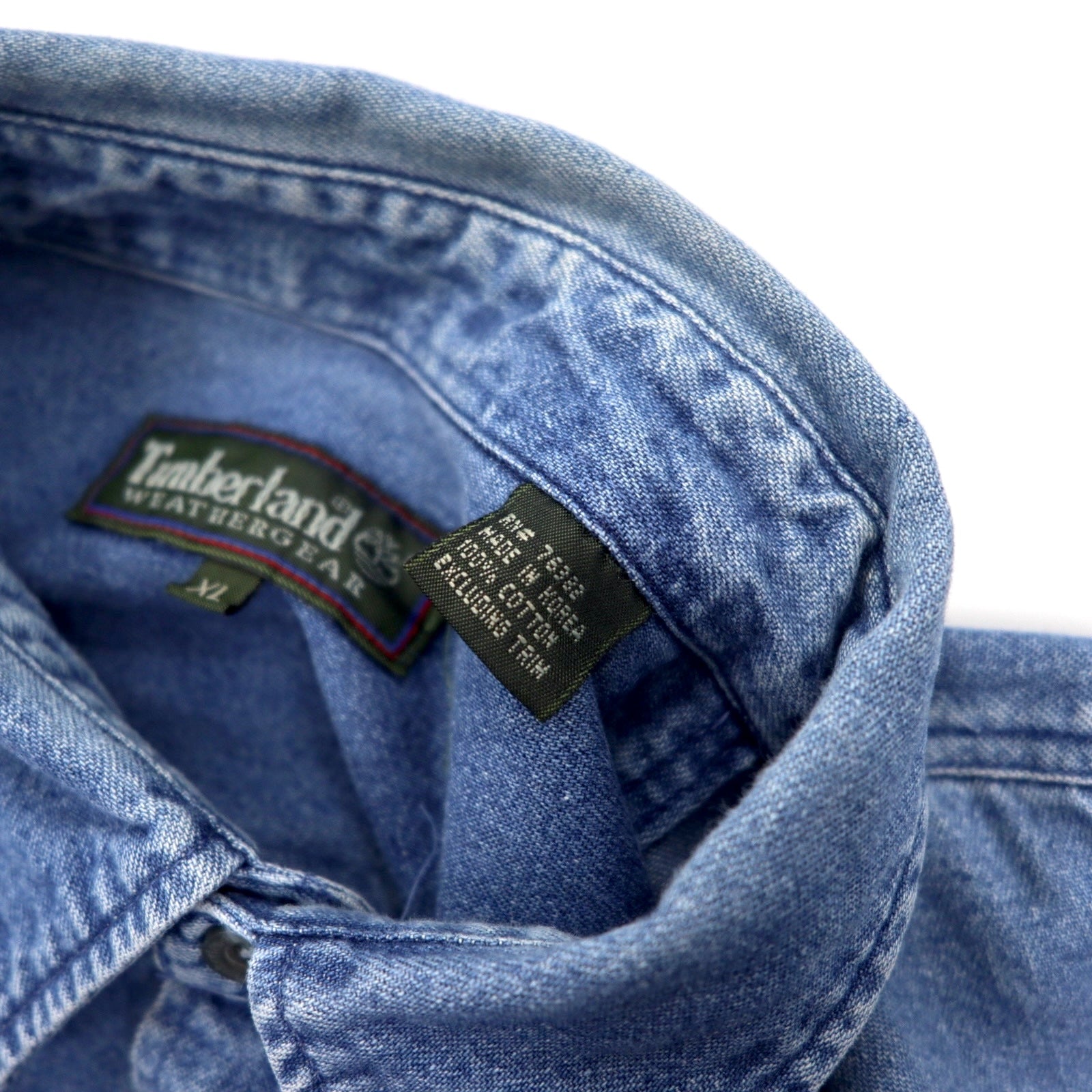 Timberland anni '90 WEATHER GEAR Camicia di jeans XL blu cotone logo ricamato