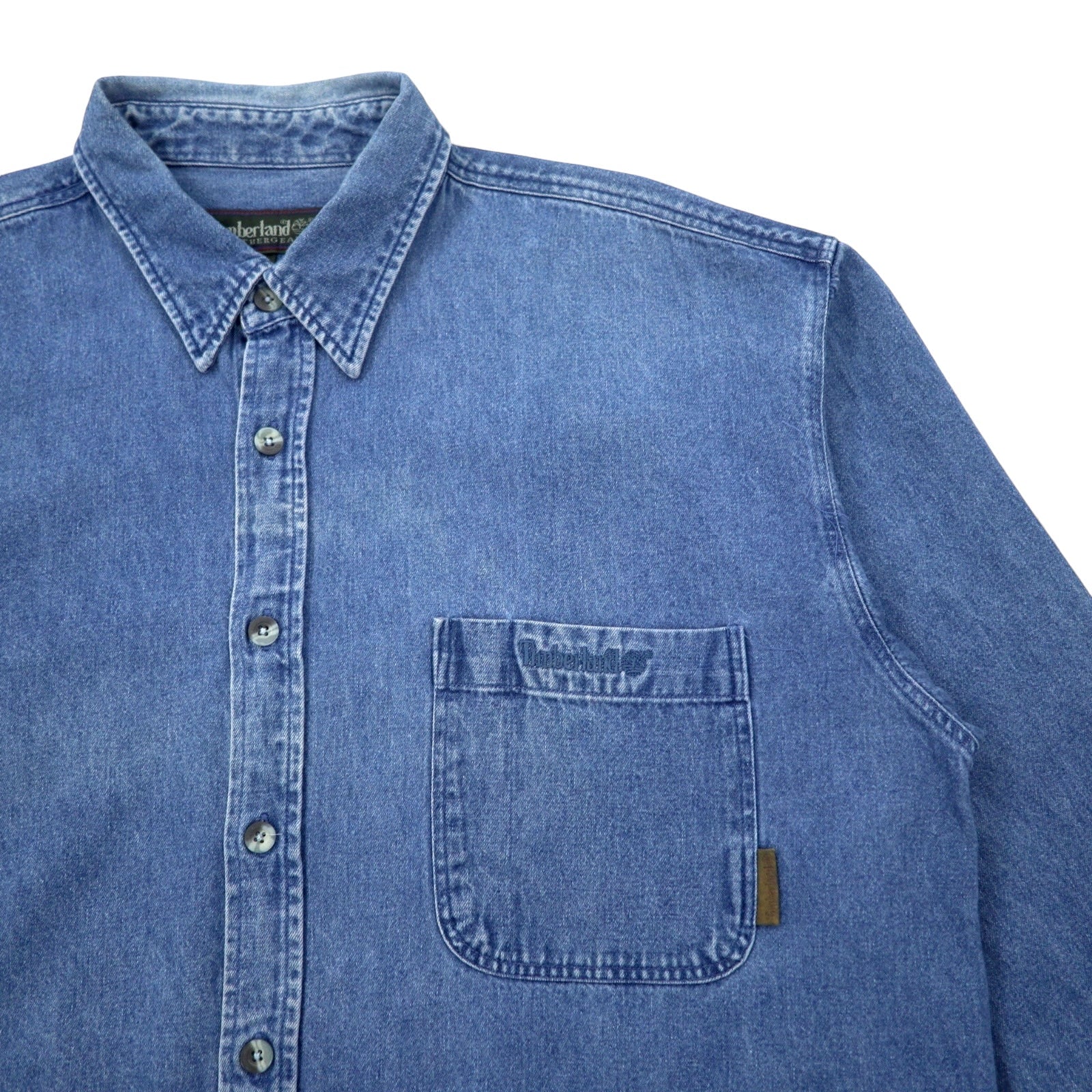 Timberland anni '90 WEATHER GEAR Camicia di jeans XL blu cotone logo ricamato