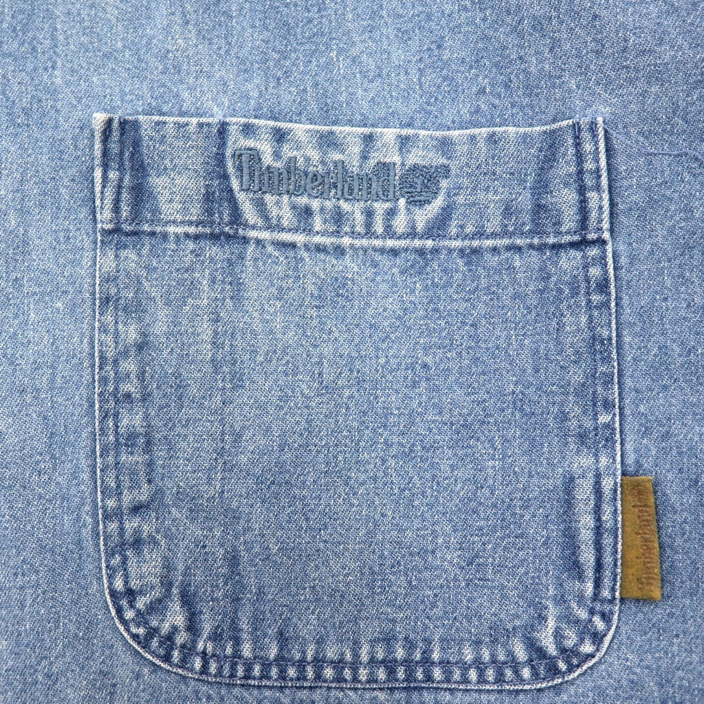 Timberland anni '90 WEATHER GEAR Camicia di jeans XL blu cotone logo ricamato