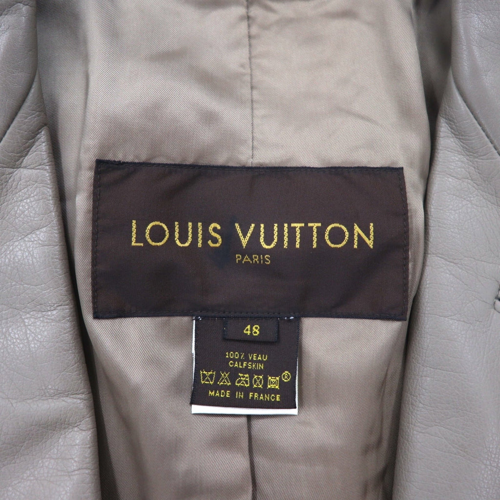 LOUIS VUITTON フランス製 カーフスキン 2B テーラードジャケット L ベージュ 牛革 LVJ 正規代理店