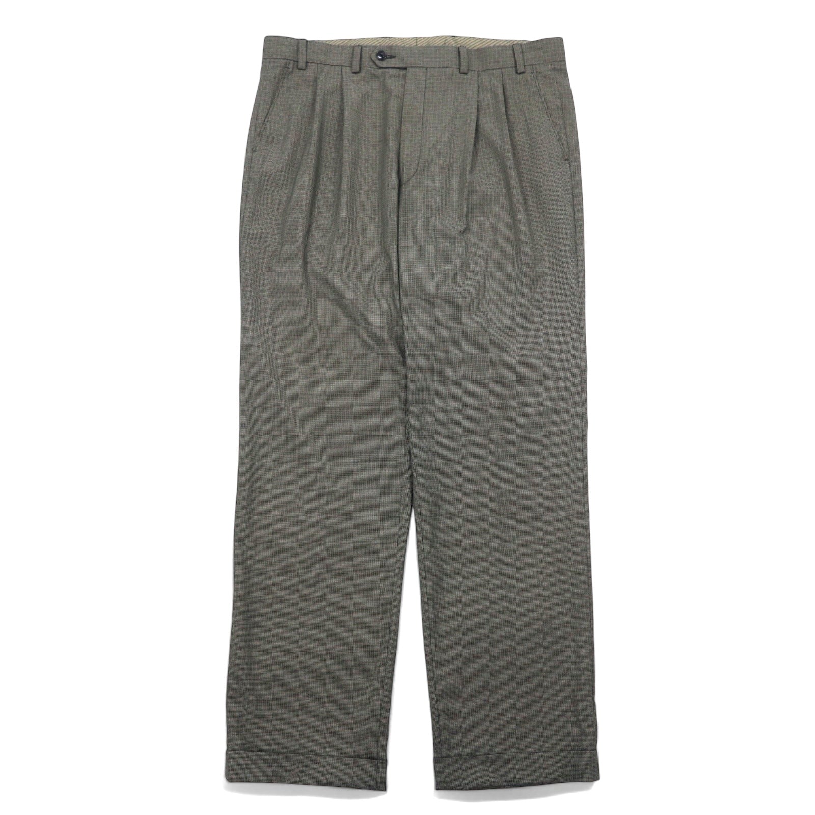 LAUREN RALPH LAUREN Pantaloni a gamba larga con pinces 36 Grigio motivo pied de poule scozzese in poliestere