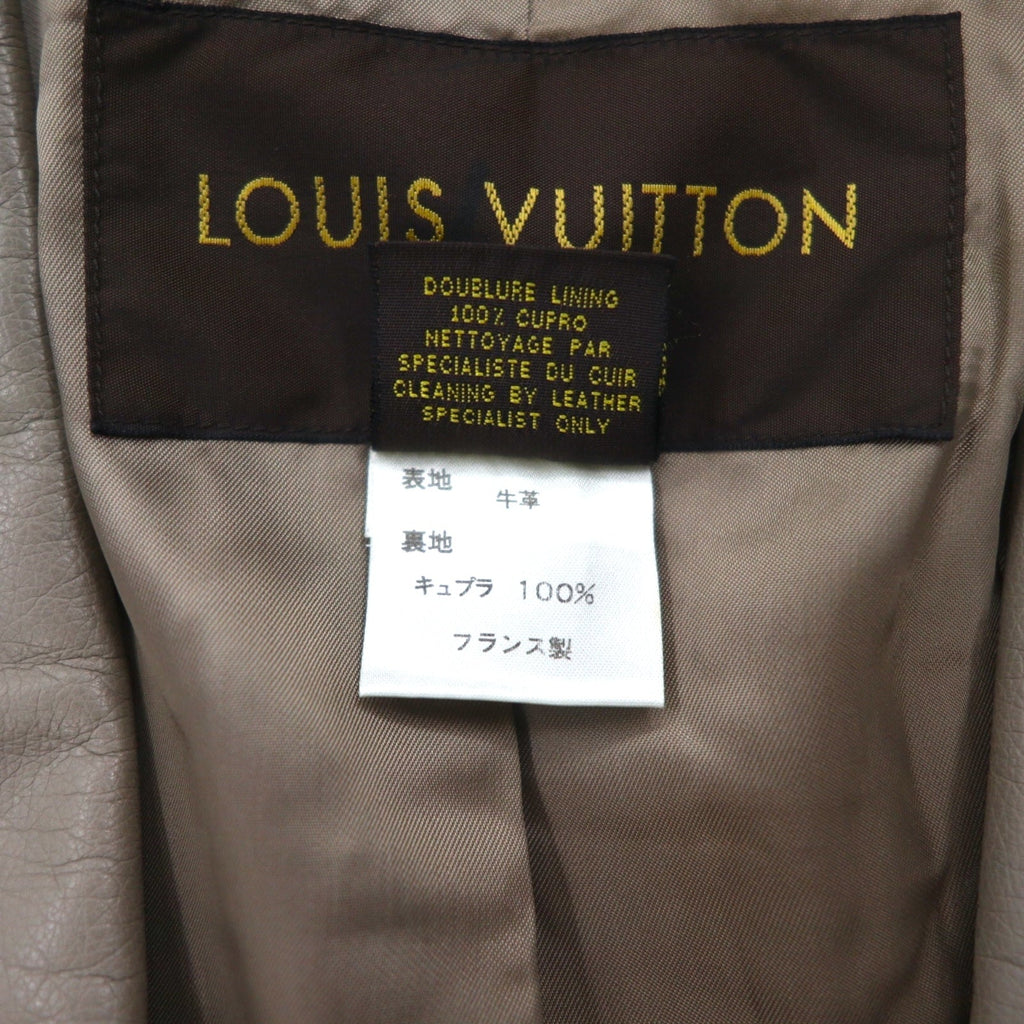 LOUIS VUITTON フランス製 カーフスキン 2B テーラードジャケット L ベージュ 牛革 LVJ 正規代理店