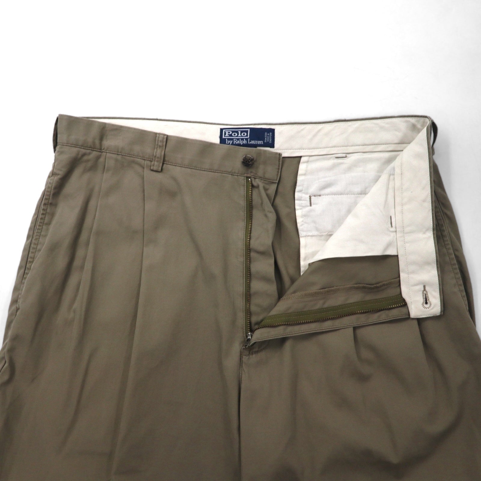 Polo by Ralph Lauren anni '90 Polo Chino HAMMOND PANT Pantaloni chino ampi a due pinces L Beige Cotone