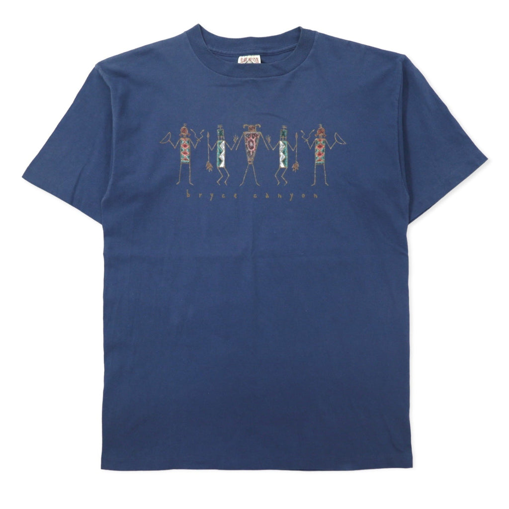 T-shirt Praire Mountain Made in USA anni '90 stampa indiana L blu navy cotone Bryce Canyon