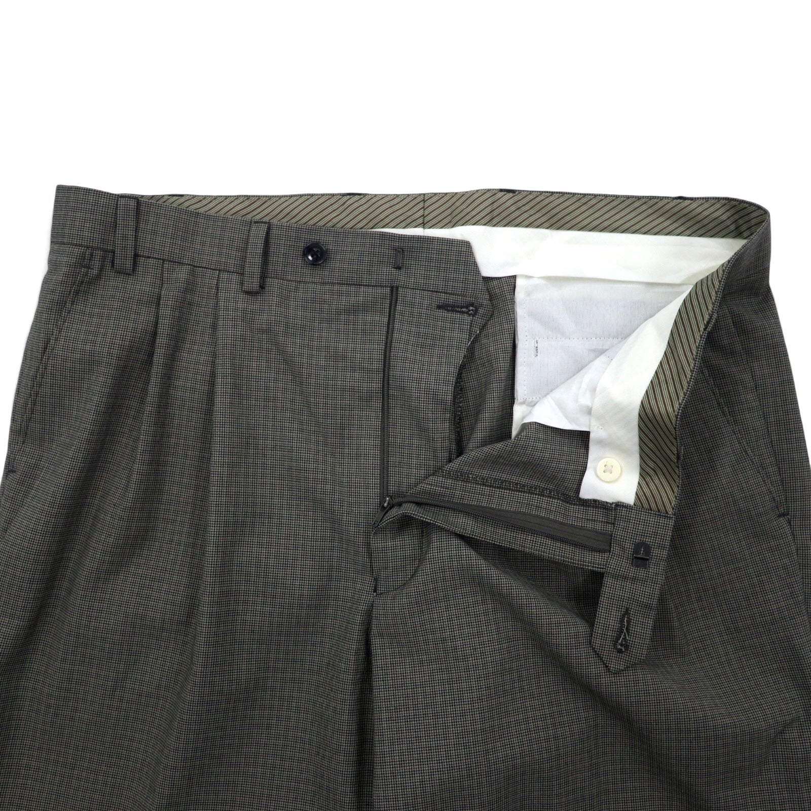 LAUREN RALPH LAUREN Pantaloni a gamba larga con pinces 36 Grigio motivo pied de poule scozzese in poliestere