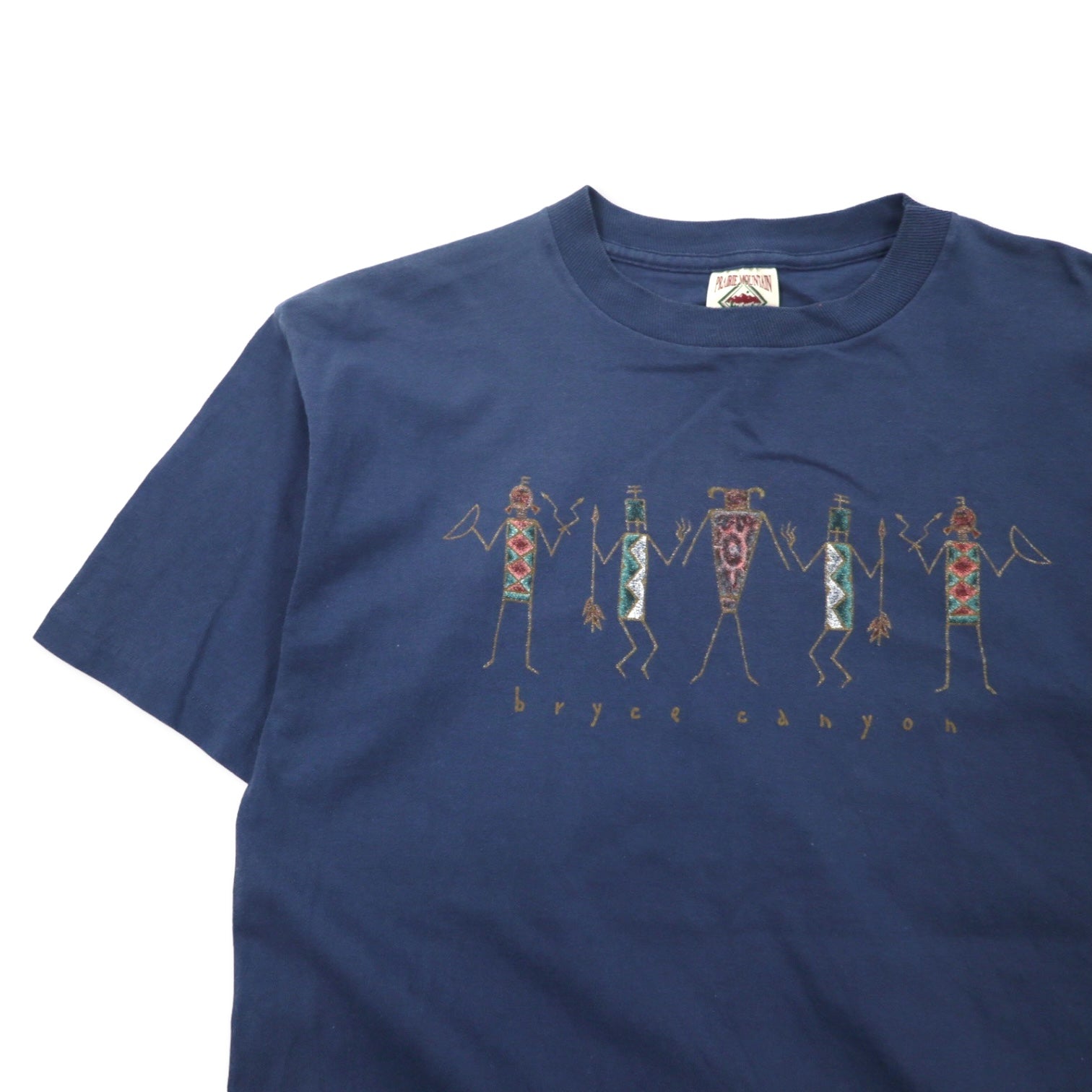 T-shirt Praire Mountain Made in USA anni '90 stampa indiana L blu navy cotone Bryce Canyon