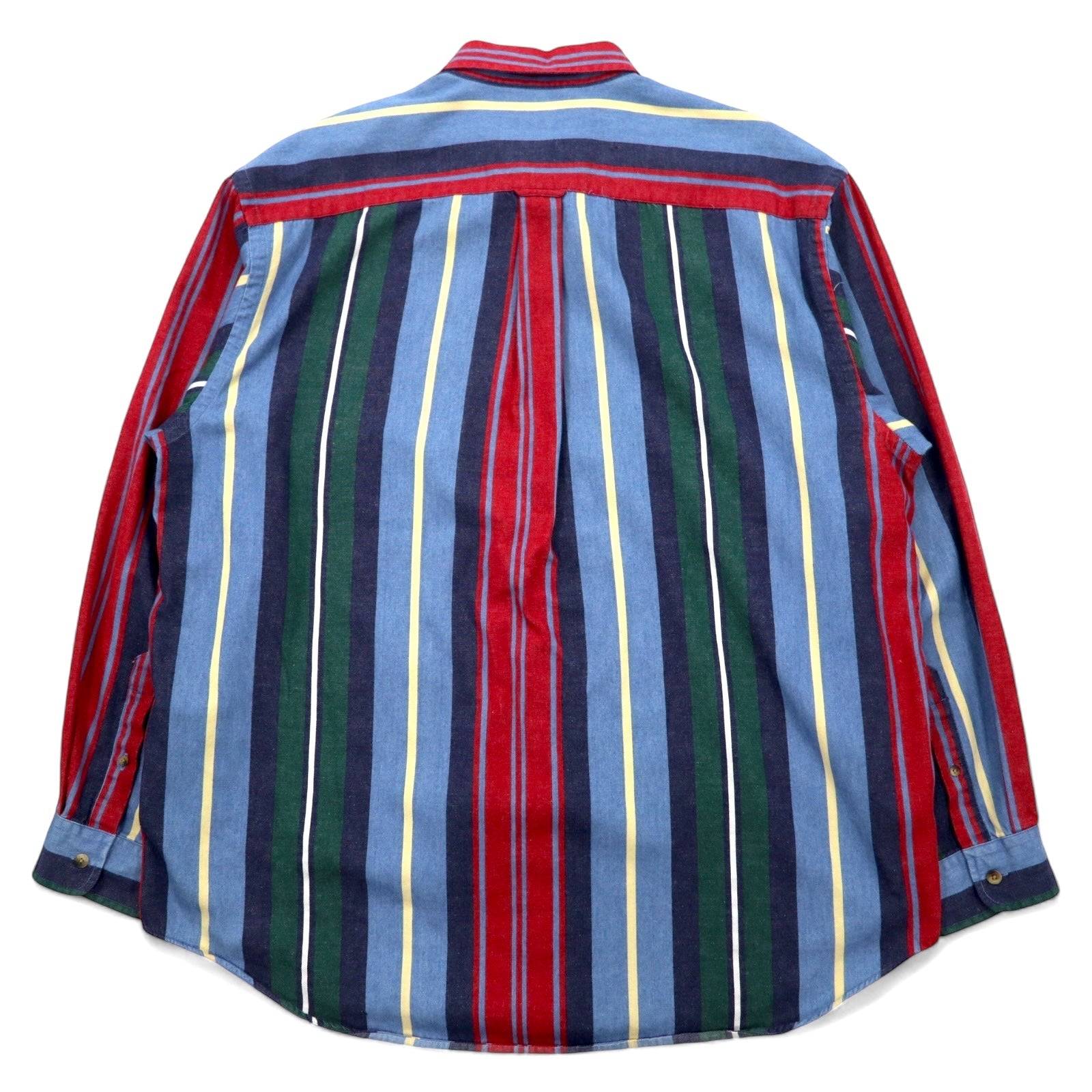Camicia button-down Nautica USA, anni '90, a righe multicolor, taglia XL, blu, in cotone, con ricamo sul petto