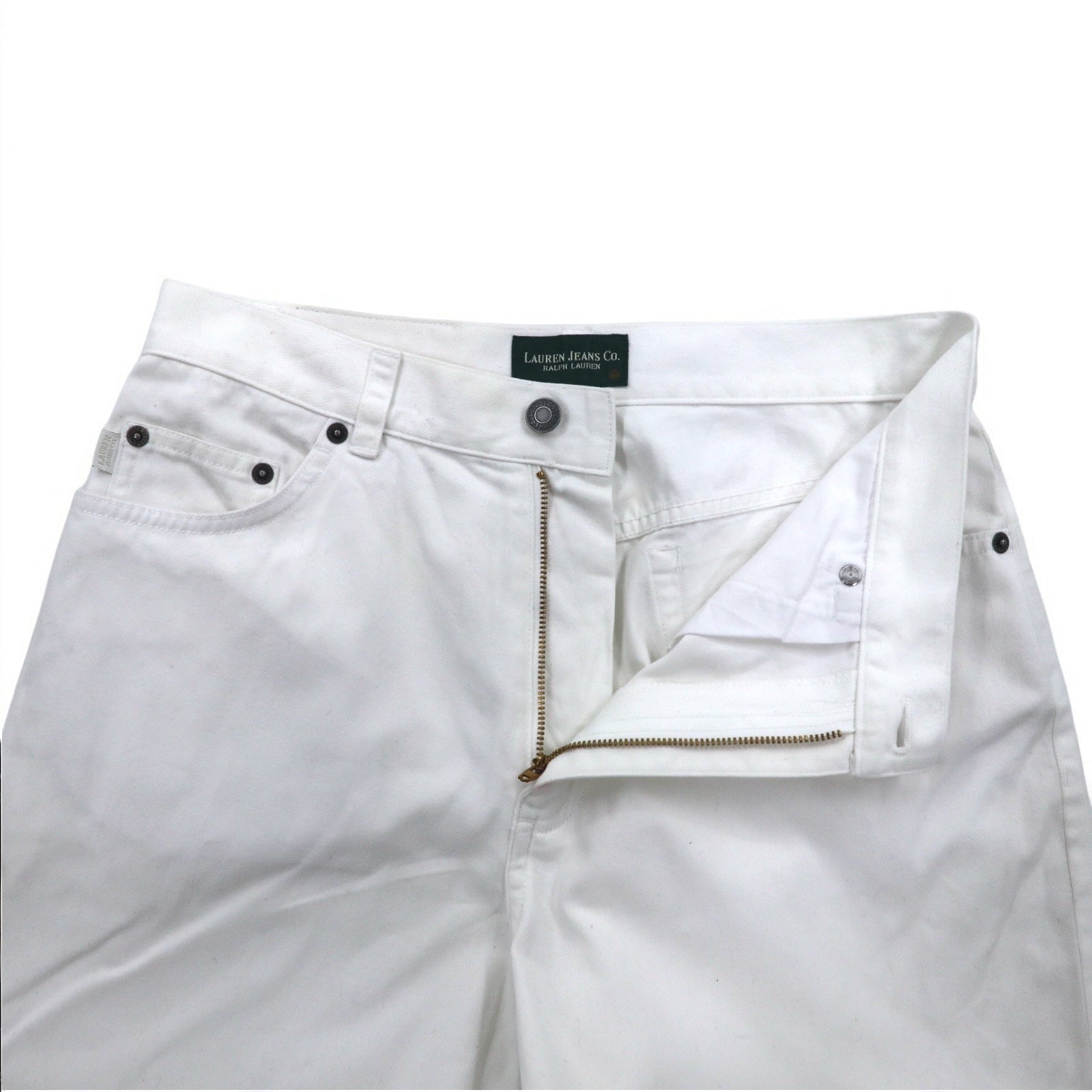LAUREN JEANS Co. RALPH LAUREN jeans ampi a gamba affusolata anni '90, taglia M, bianchi, in cotone
