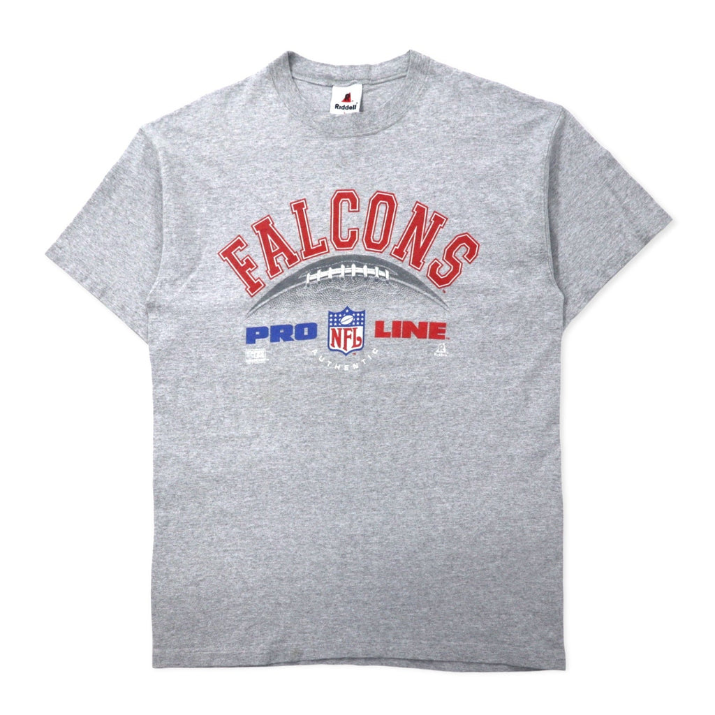 T-shirt stampata Riddell NFL anni '90, Made in USA, taglia L, colore grigio, cotone, FALCONS, taglia grande