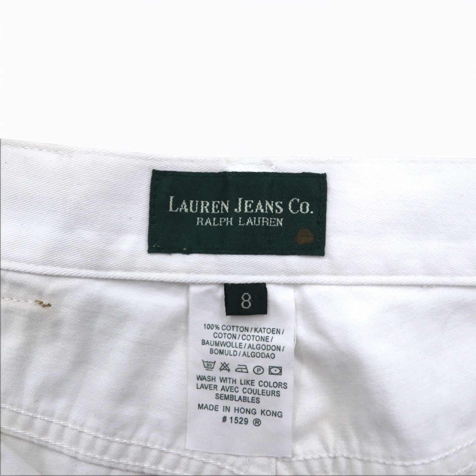 LAUREN JEANS Co. RALPH LAUREN jeans ampi a gamba affusolata anni '90, taglia M, bianchi, in cotone