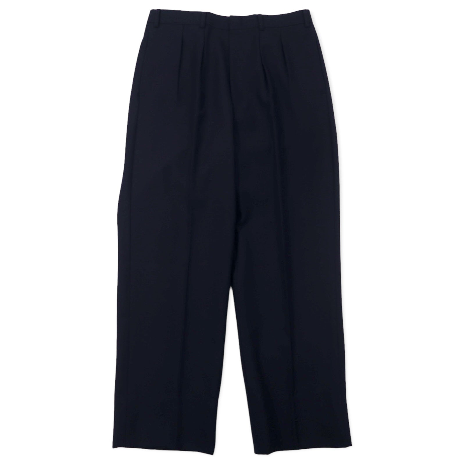 Pantalone ampio con pinces in gabardine old Burberrys, taglia 88, blu navy, lana, made in Japan