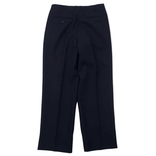 Pantalone ampio con pinces in gabardine old Burberrys, taglia 88, blu navy, lana, made in Japan