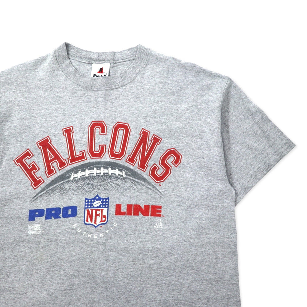 T-shirt stampata Riddell NFL anni '90, Made in USA, taglia L, colore grigio, cotone, FALCONS, taglia grande