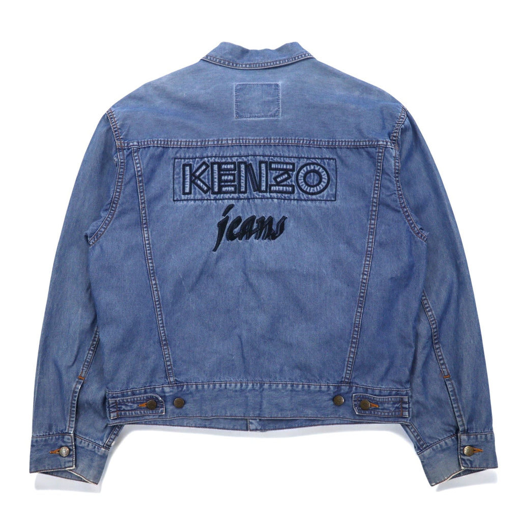 KENZO jeans 90年代 葛飾北斎タグ デニムジャケット Gジャン L ブルー コットン バックロゴ刺繍