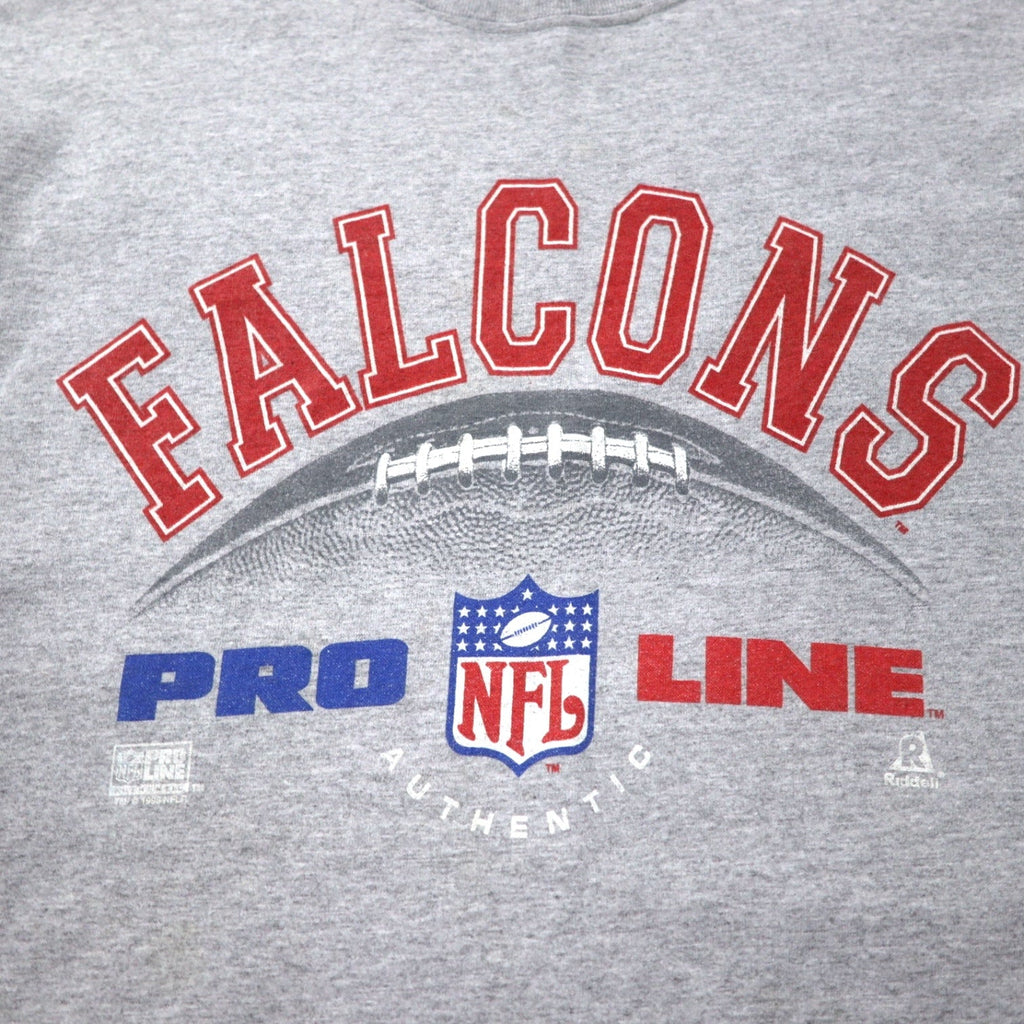 T-shirt stampata Riddell NFL anni '90, Made in USA, taglia L, colore grigio, cotone, FALCONS, taglia grande