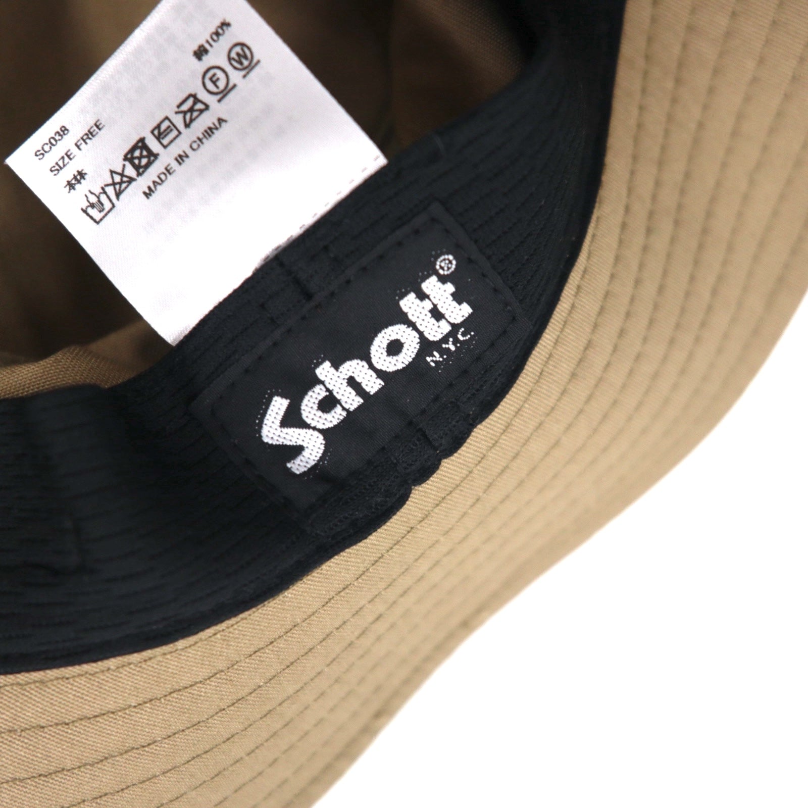Schott N.Y.C. Basic Bucket Hat FREE Beige Logo Ricamato SC038