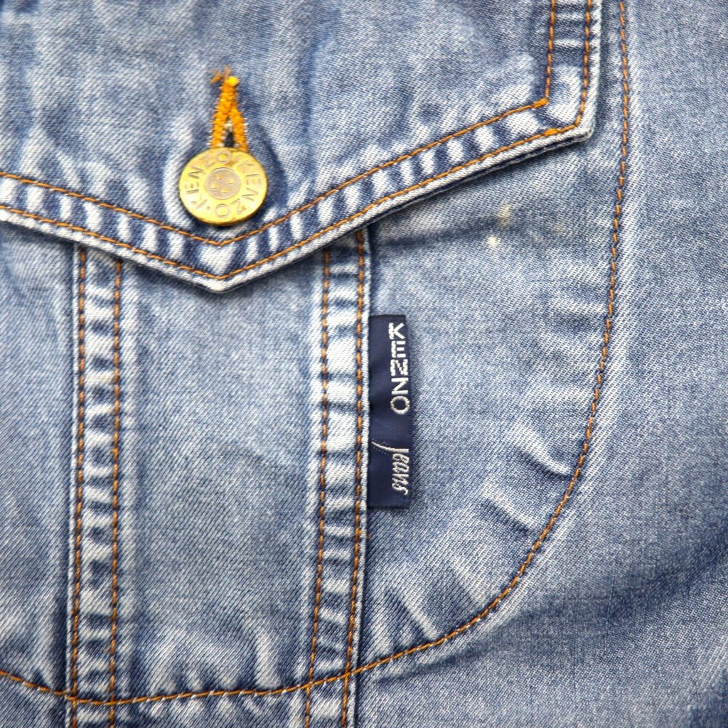 KENZO jeans 90年代 葛飾北斎タグ デニムジャケット Gジャン L ブルー コットン バックロゴ刺繍
