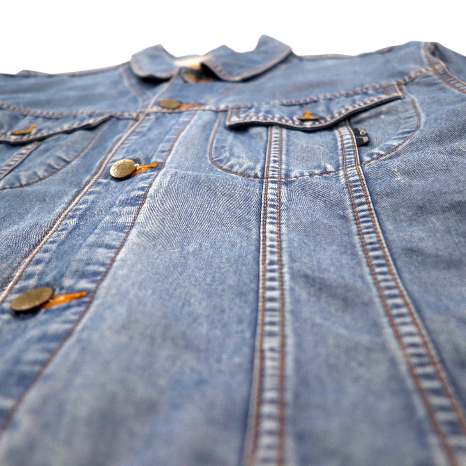 KENZO jeans 90年代 葛飾北斎タグ デニムジャケット Gジャン L ブルー コットン バックロゴ刺繍