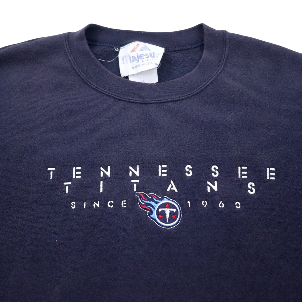 majestic Prodotto negli USA anni '90 NFL Felpa ricamata XL Blu navy Cotone TENNESSEE TITANS