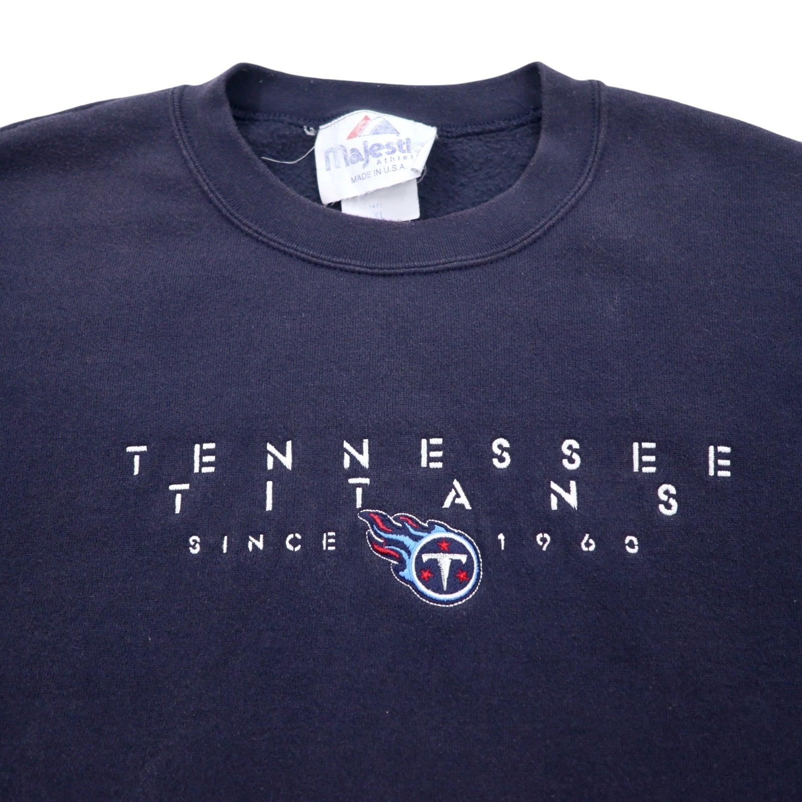 majestic Prodotto negli USA anni '90 NFL Felpa ricamata XL Blu navy Cotone TENNESSEE TITANS