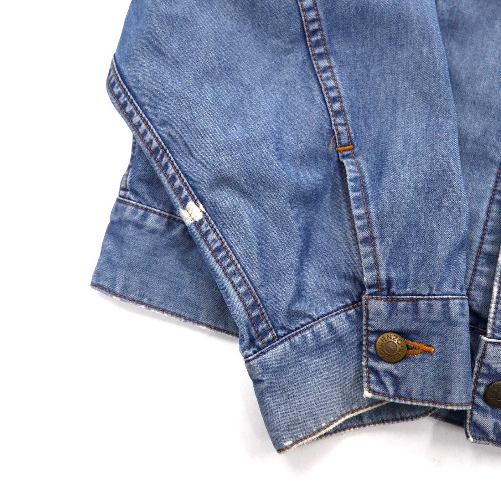 KENZO jeans 90年代 葛飾北斎タグ デニムジャケット Gジャン L ブルー コットン バックロゴ刺繍