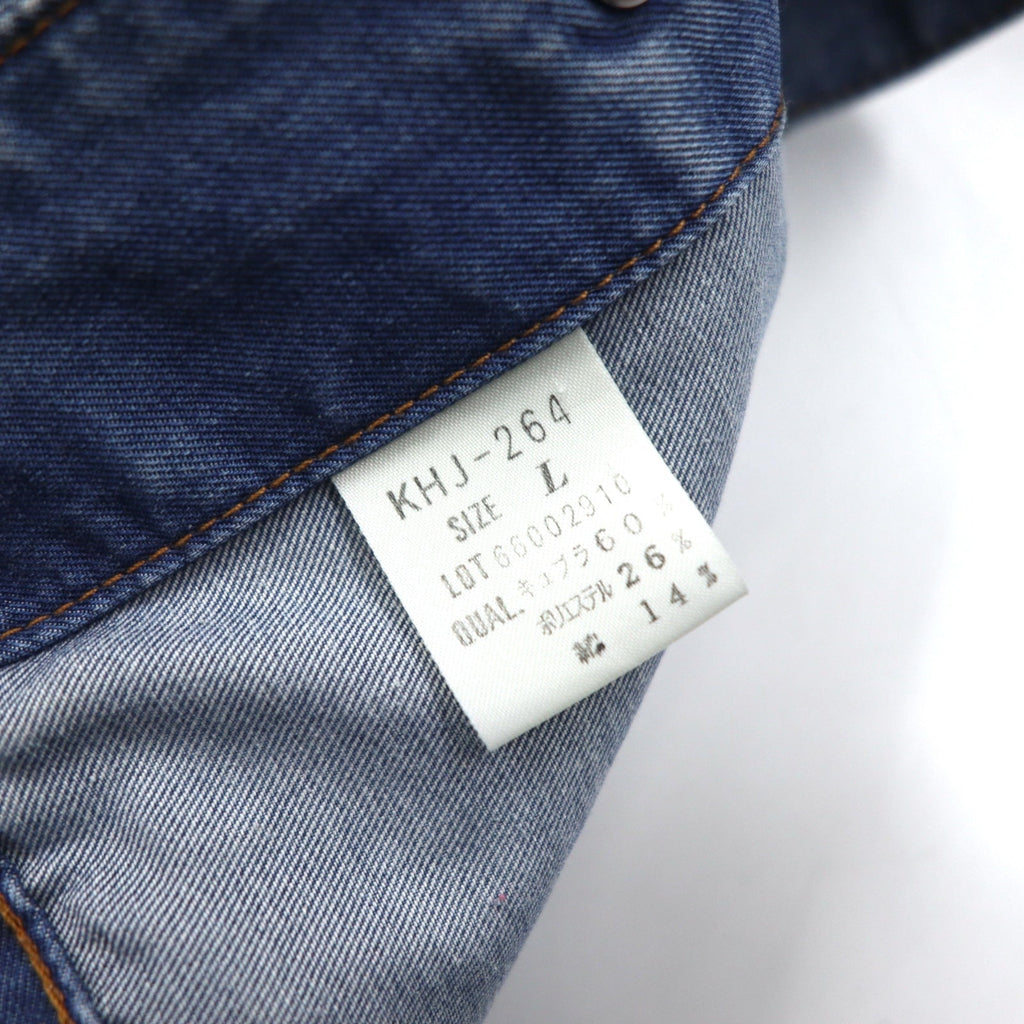 KENZO jeans 90年代 葛飾北斎タグ デニムジャケット Gジャン L ブルー コットン バックロゴ刺繍