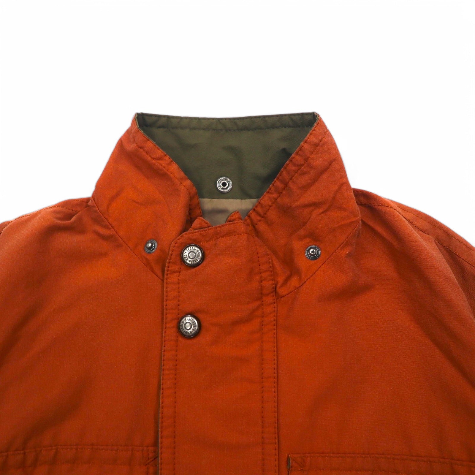 Whole Earth collection anni '90, Mountain parka in tessuto 65/35, taglia L, colore arancione, cappuccio staccabile, doppia zip, coulisse.