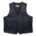 Anni '90 UNIK Leather Apparel gilet di pelle da motociclista, taglia XL, colore nero, bottoni a pressione, allacciatura laterale