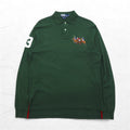 Polo by Ralph Lauren Polo a maniche lunghe Rugby shirt L Verde Piqué CUSTOM FIT Ricamo Numeri