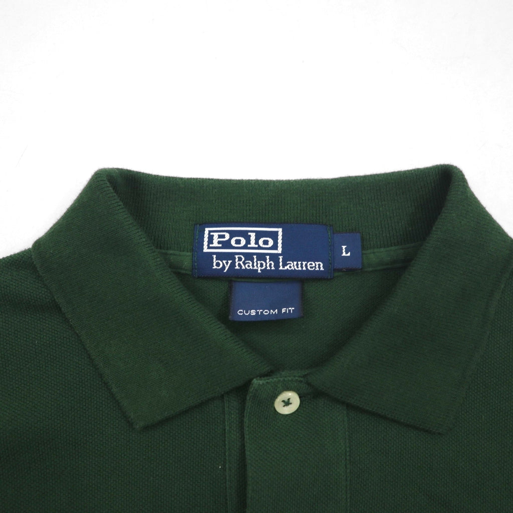 Polo by Ralph Lauren Polo a maniche lunghe Rugby shirt L Verde Piqué CUSTOM FIT Ricamo Numeri
