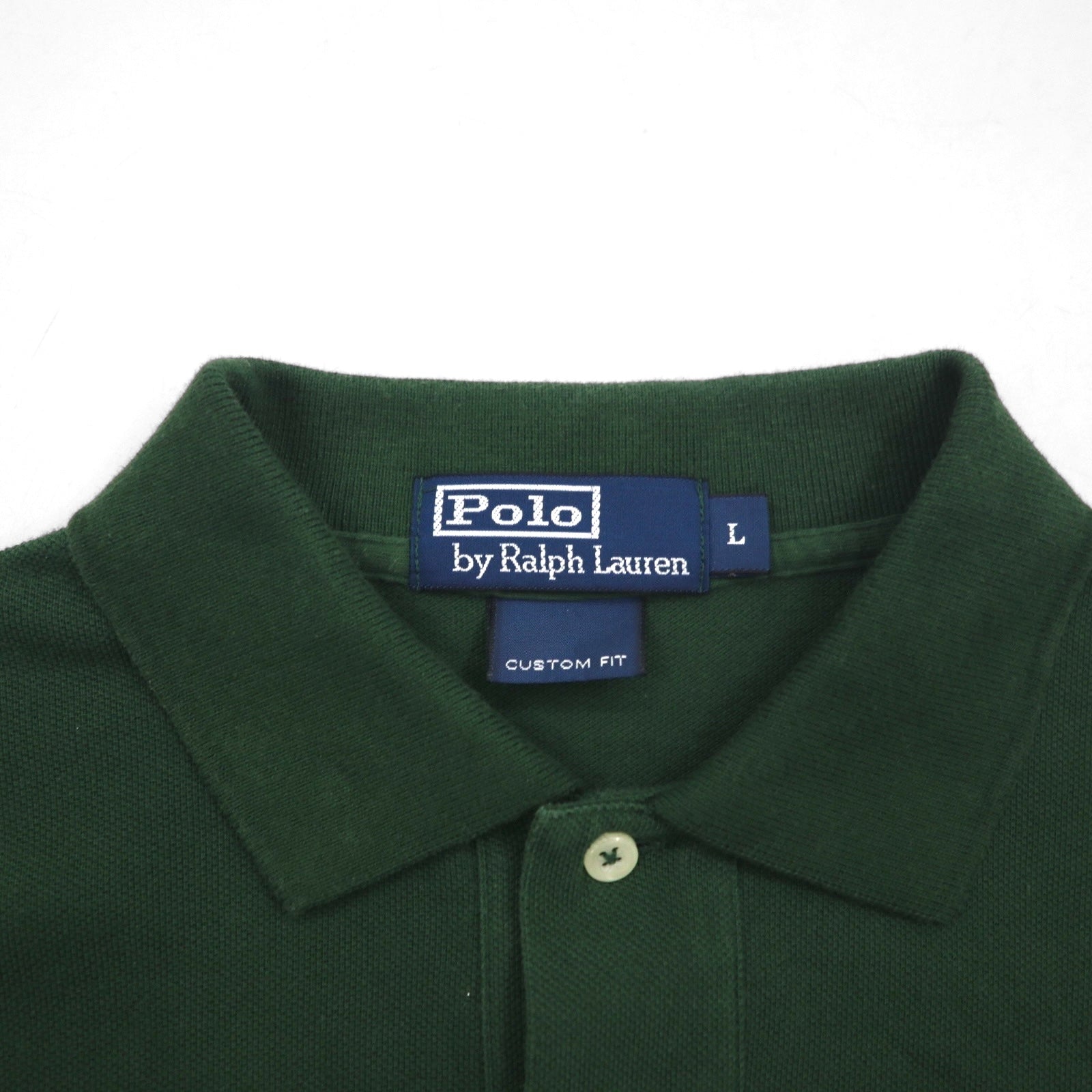Polo by Ralph Lauren Polo a maniche lunghe Rugby shirt L Verde Piqué CUSTOM FIT Ricamo Numeri