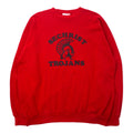 Felpa Velva Sheen USA, anni '90, con stampa college, taglia XL, rossa, in cotone, SECHRIST TROJANS