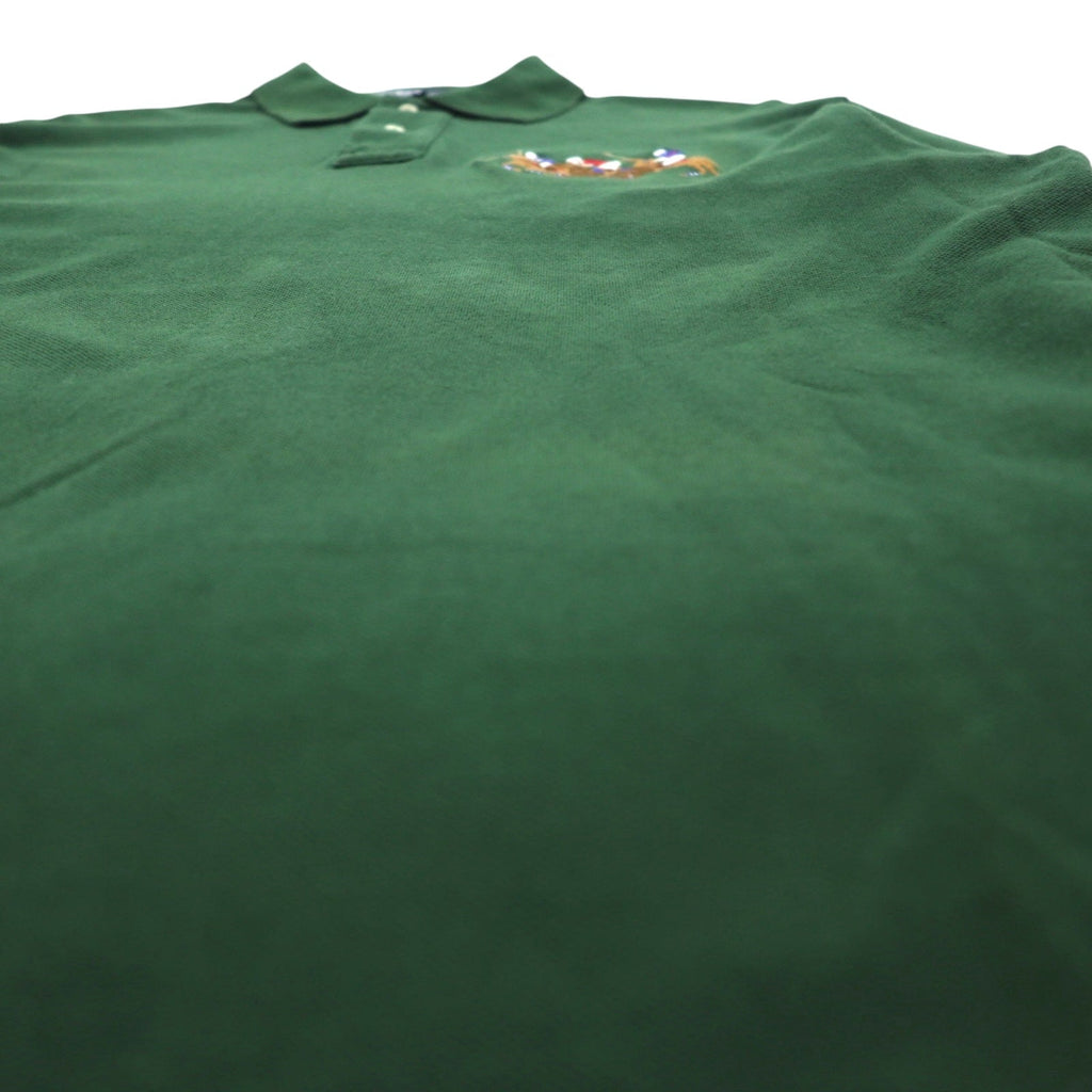 Polo by Ralph Lauren Polo a maniche lunghe Rugby shirt L Verde Piqué CUSTOM FIT Ricamo Numeri
