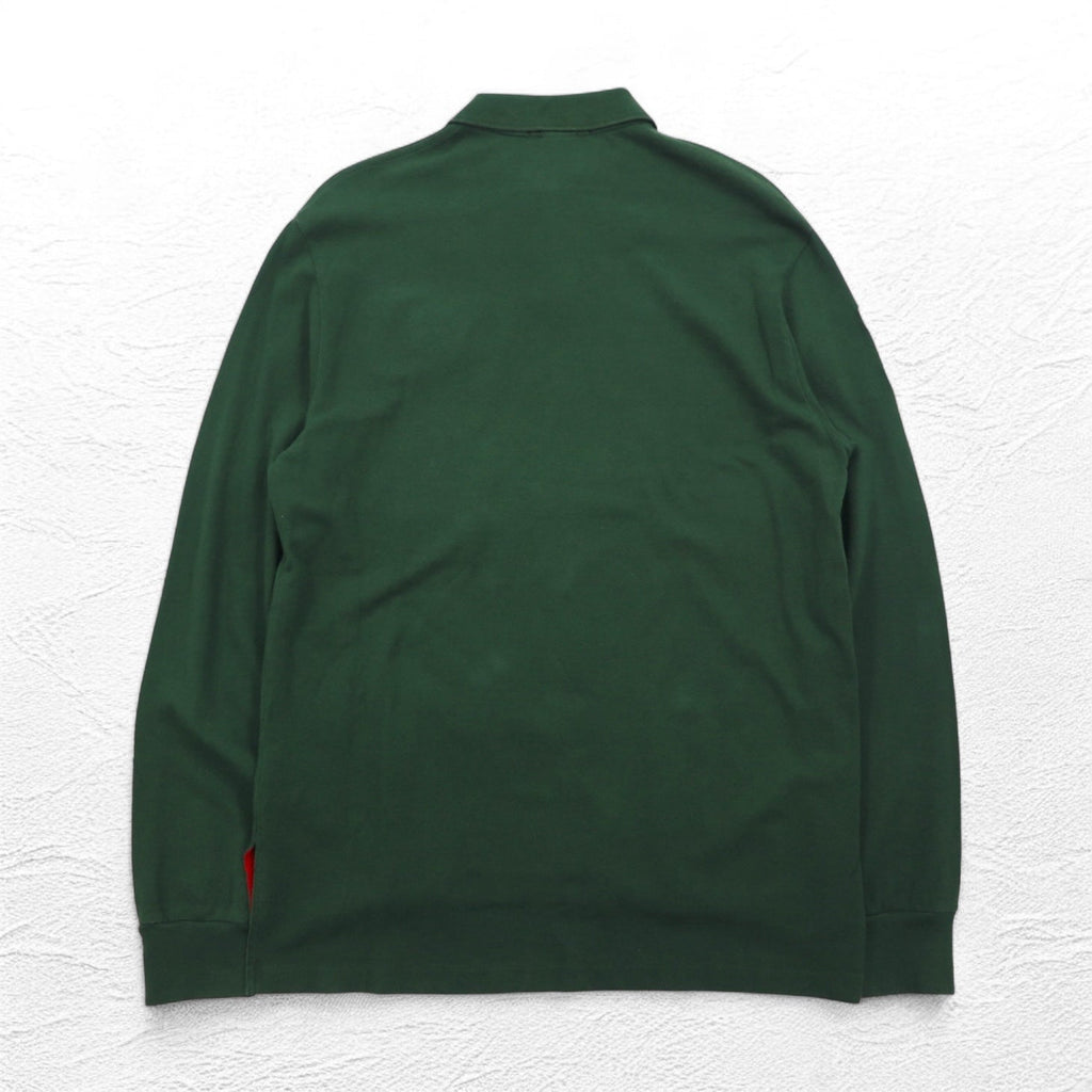 Polo by Ralph Lauren Polo a maniche lunghe Rugby shirt L Verde Piqué CUSTOM FIT Ricamo Numeri