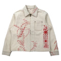 KHOKI Suzani, giacca universitaria ricamata, 2, avorio, cotone ecru, suzani collage jacket 22aw-jk-01, made in Japan