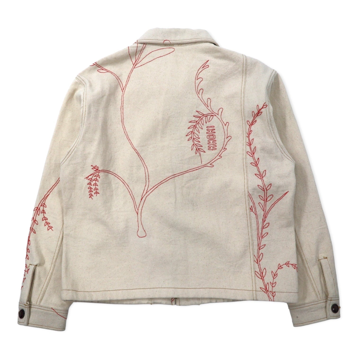 KHOKI Suzani, giacca universitaria ricamata, 2, avorio, cotone ecru, suzani collage jacket 22aw-jk-01, made in Japan