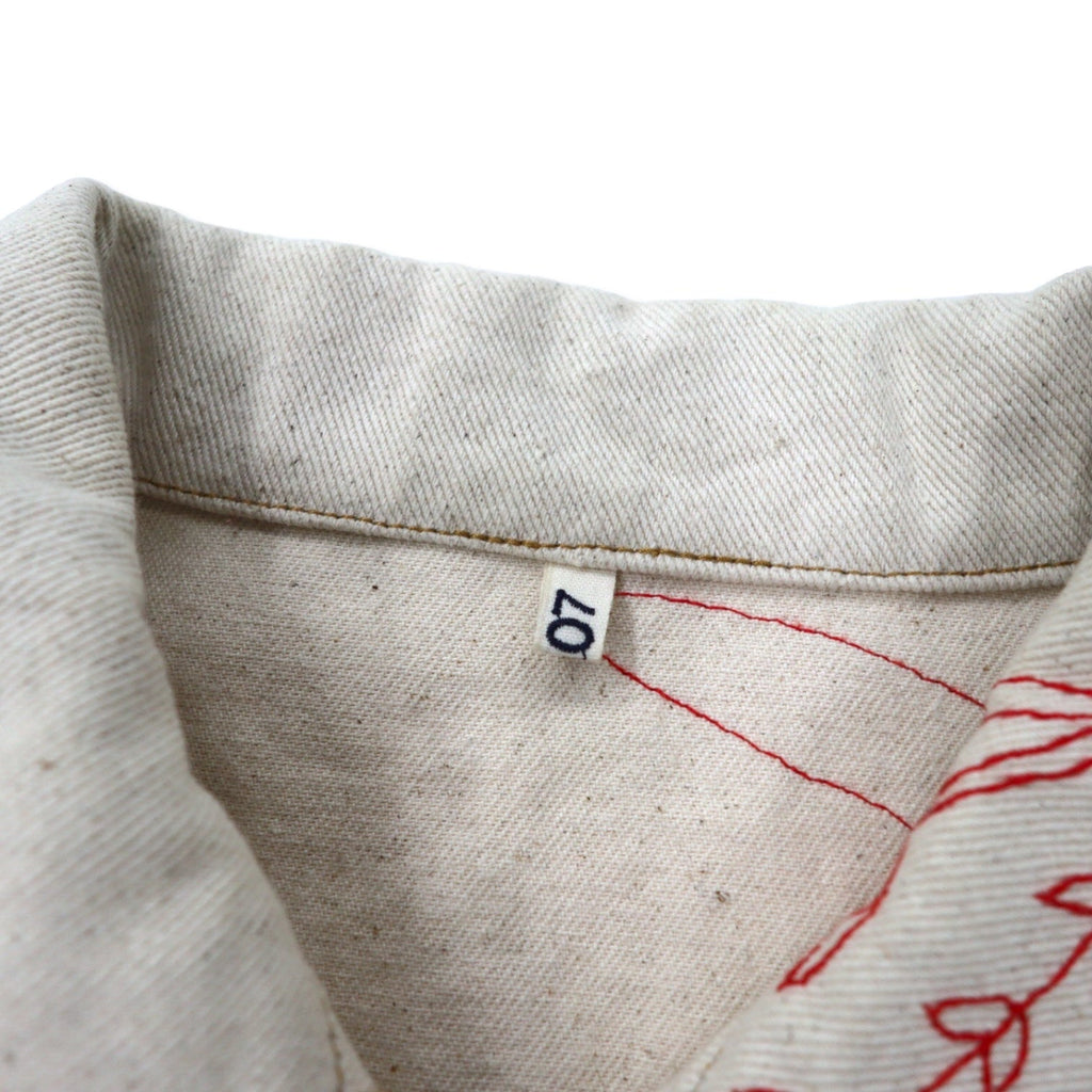 KHOKI Suzani, giacca universitaria ricamata, 2, avorio, cotone ecru, suzani collage jacket 22aw-jk-01, made in Japan