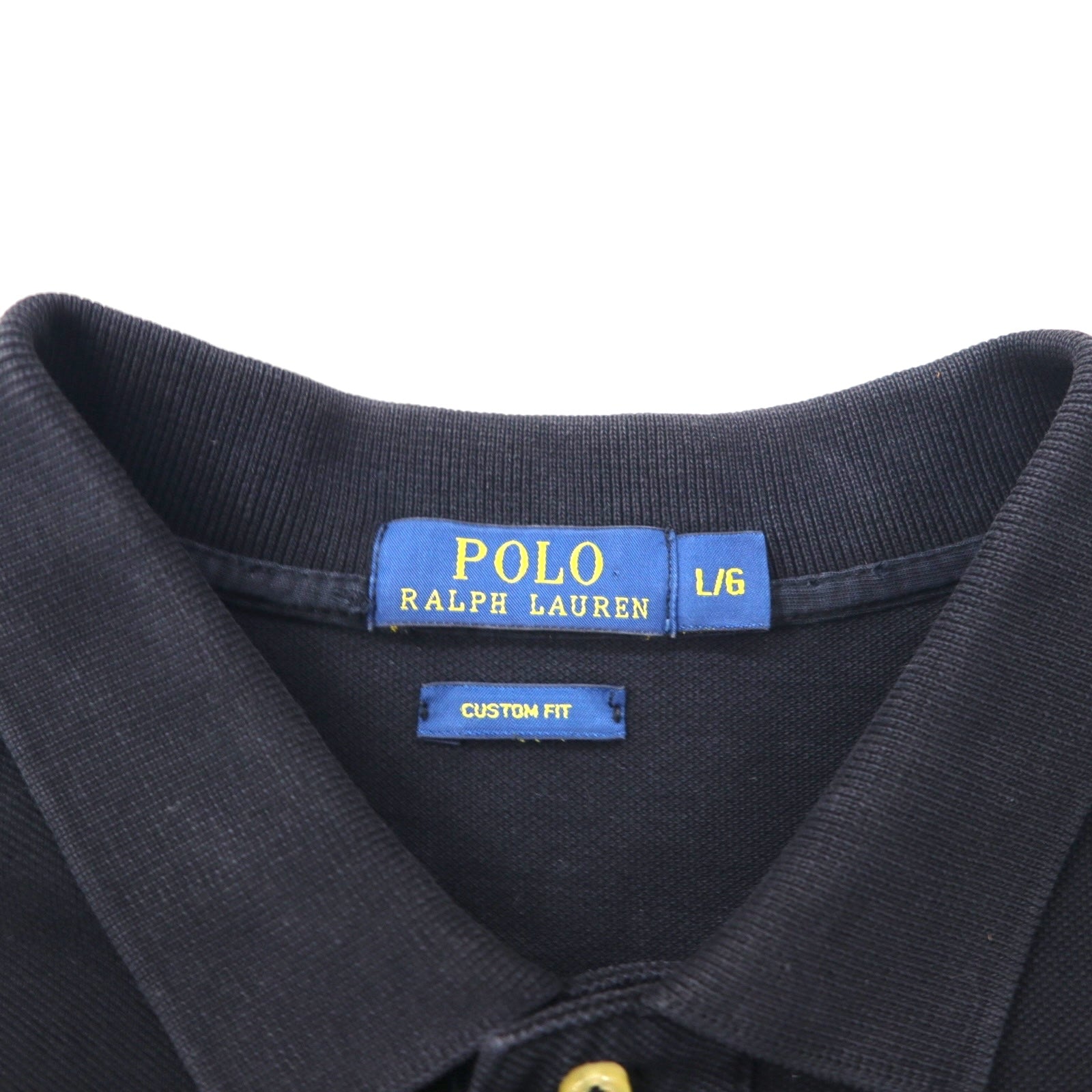 POLO RALPH LAUREN Polo Custom Fit L Nero Cotone Piquet Ricamo pony piccolo