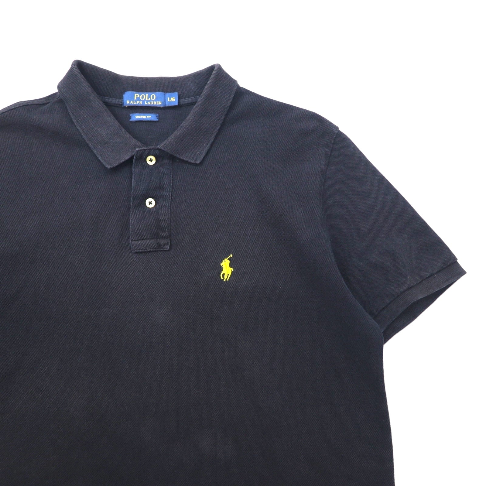 POLO RALPH LAUREN Polo Custom Fit L Nero Cotone Piquet Ricamo pony piccolo