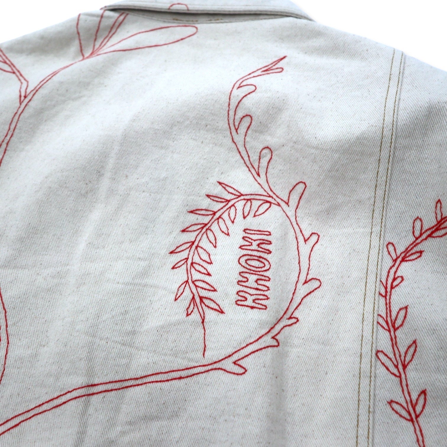 KHOKI Suzani, giacca universitaria ricamata, 2, avorio, cotone ecru, suzani collage jacket 22aw-jk-01, made in Japan